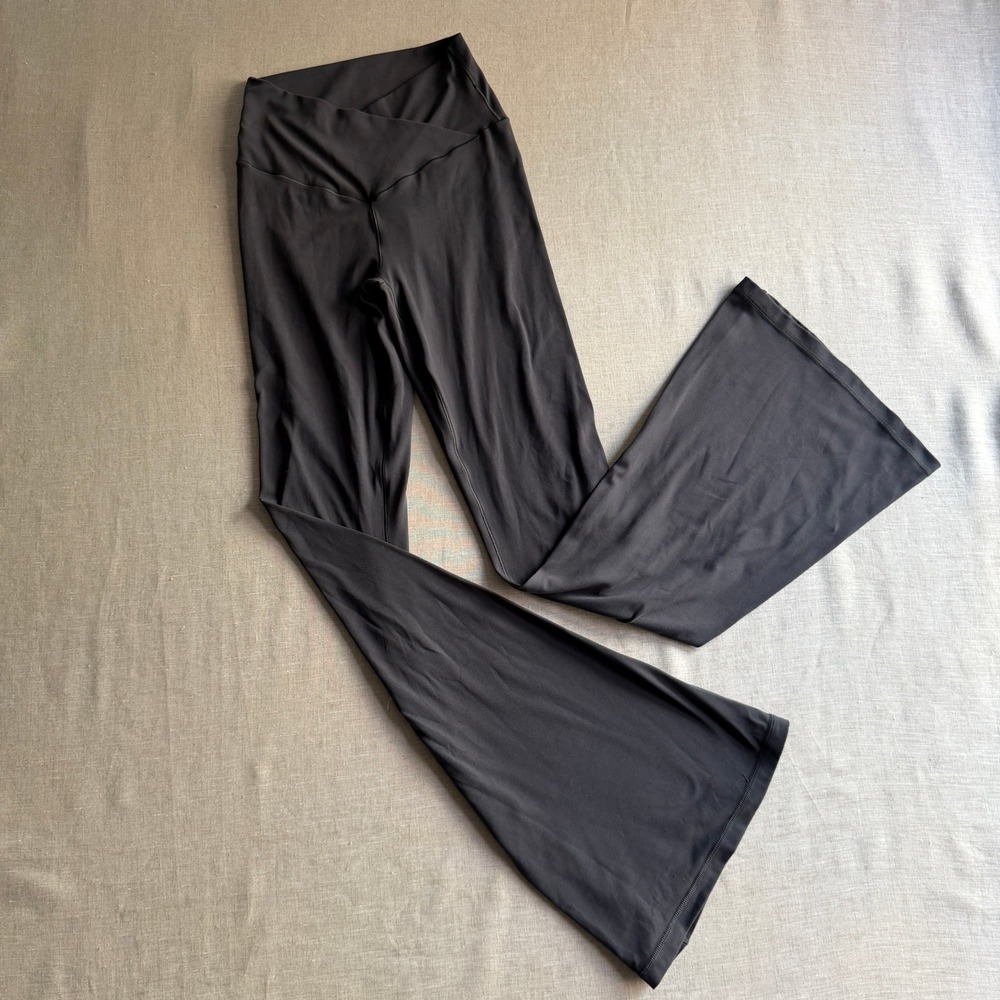 OFFLINE by Aerie Real Me Crossover Flare Leggings Black Nylon Spandex Athleisure